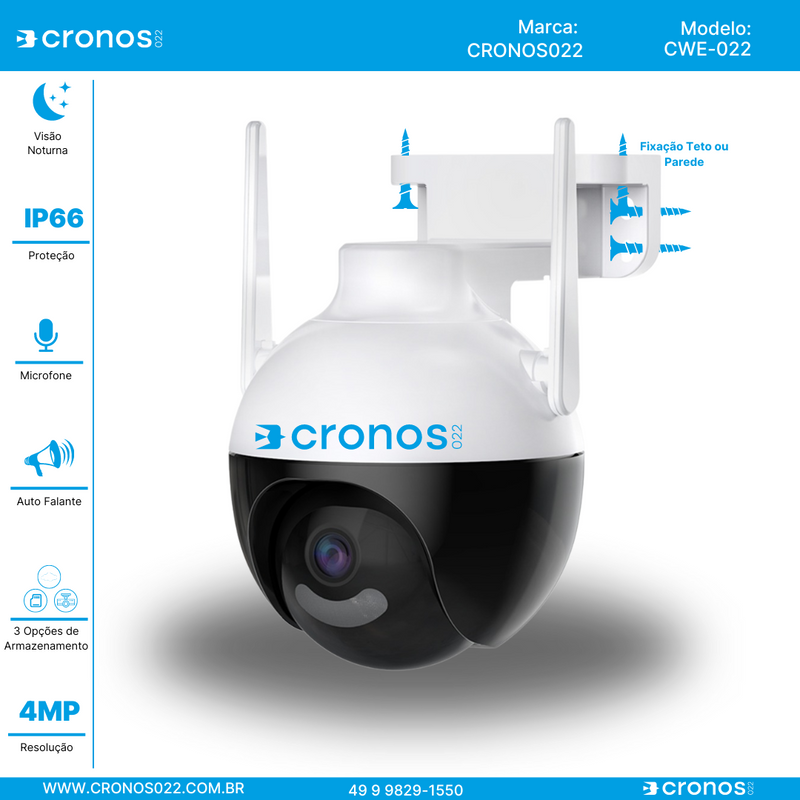 Câmera de Segurança Wifi MARCA cronos022 MODELO CWE-022 PARA USO EXTERNO FULLHD 4MP